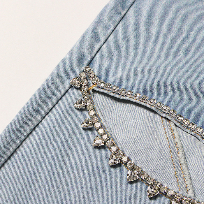 SUPER WHOLESALE | Rhinestone Cut-Out Design Solid Color Wide-Leg Pants