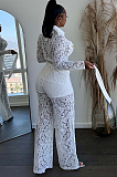 SUPER WHOLESALE | Floral Lace Collared Long-Sleeve Pants Set