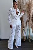 SUPER WHOLESALE | Floral Lace Collared Long-Sleeve Pants Set