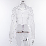 SUPER WHOLESALE | Backless Cut-Out Cardigan Long-Sleeve Tie-Front Collared T-Shirt
