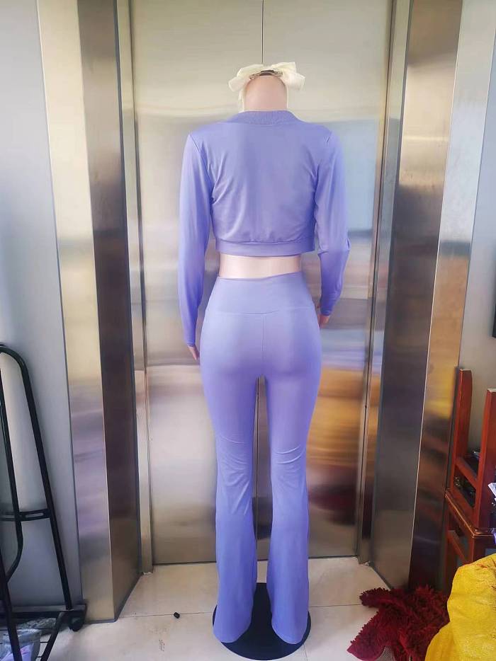 SUPER WHOLESALE | Fitted Waist Solid Color Long-Sleeve Top, Vest, and Pants Three-Piece Set