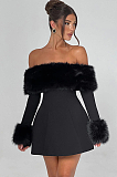 SUPER WHOLESALE | Faux Fur Off-Shoulder Fitted Mini Dress