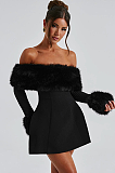 SUPER WHOLESALE | Faux Fur Off-Shoulder Fitted Mini Dress