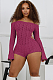 SUPER WHOLESALE | Off-Shoulder Long Sleeve High-Waist Fitted Bodysuit in Rose