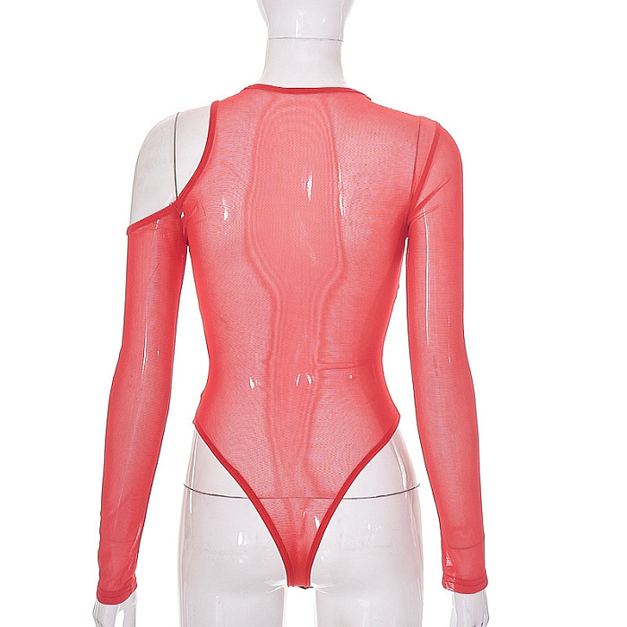SUPER WHOLESALE |Mesh Sheer Fitted Long-Sleeve Bodysuit