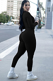 SUPER WHOLESALE | Fitted Yoga Sports Bodysuit Black