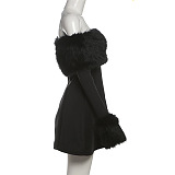SUPER WHOLESALE | Faux Fur Off-Shoulder Fitted Mini Dress