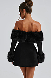 SUPER WHOLESALE | Faux Fur Off-Shoulder Fitted Mini Dress