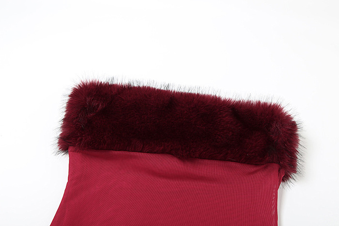 SUPER WHOLESALE | Backless Faux Fur and Mesh Cut-Out Strapless Dress