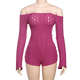 SUPER WHOLESALE | Off-Shoulder Long Sleeve High-Waist Fitted Bodysuit in Rose