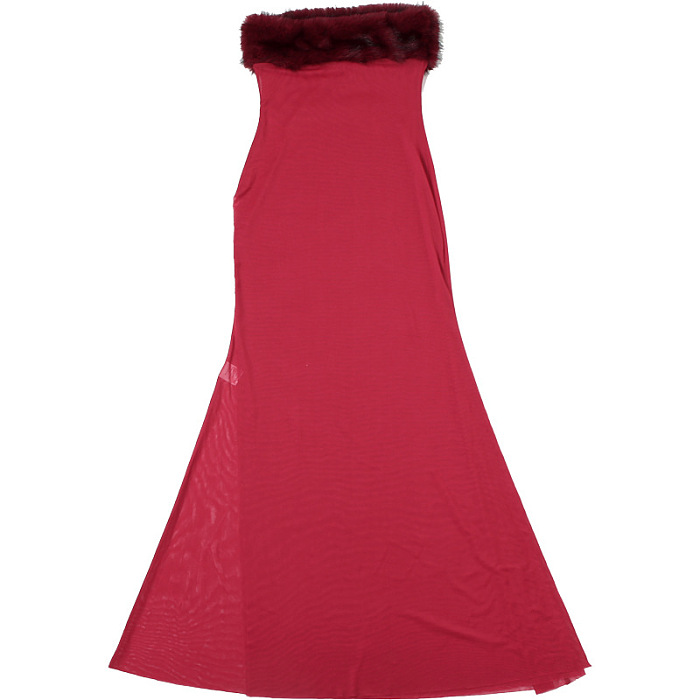 SUPER WHOLESALE | Backless Faux Fur and Mesh Cut-Out Strapless Dress