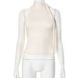 SUPER WHOLESALE | Sleeveless High-Neck Tie T-Shirt Top