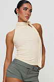 SUPER WHOLESALE | Sleeveless High-Neck Tie T-Shirt Top