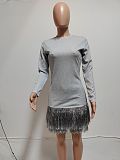 SUPER WHOLESALE | Double-Layered Fringe Fitted Dress