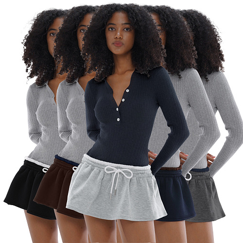 SUPER WHOLESALE | Solid Color Low-Waist Tie Strap Mini Skirt