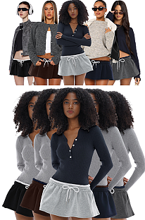 SUPER WHOLESALE | Solid Color Low-Waist Tie Strap Mini Skirt