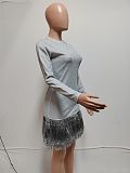 SUPER WHOLESALE | Double-Layered Fringe Fitted Dress