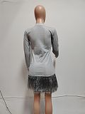 SUPER WHOLESALE | Double-Layered Fringe Fitted Dress