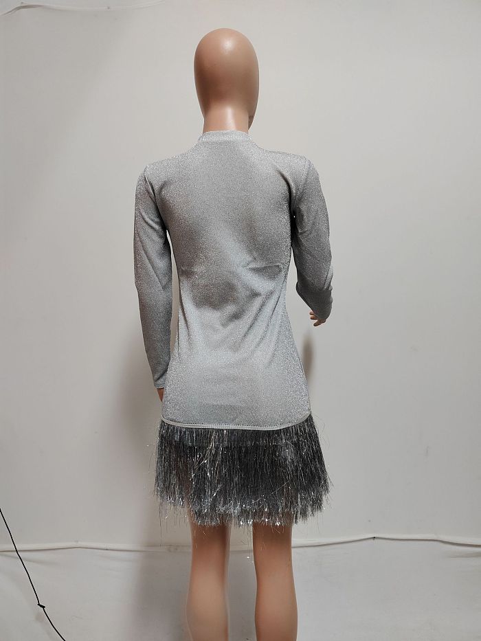 SUPER WHOLESALE | Double-Layered Fringe Fitted Dress