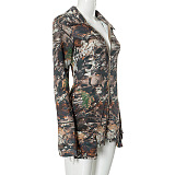 SUPER WHOLESALE | Deep V Fitted Camouflage Jumpsuit Shorts