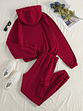 SUPER WHOLESALE | Sporty Casual Hooded Two-Piece Set in Red