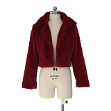 Copy SUPER WHOLESALE | Faux Fur Cardigan Short Fleece Coat in Rose