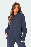 SUPER WHOLESALE | Hooded Sweater Knit Set in Blue