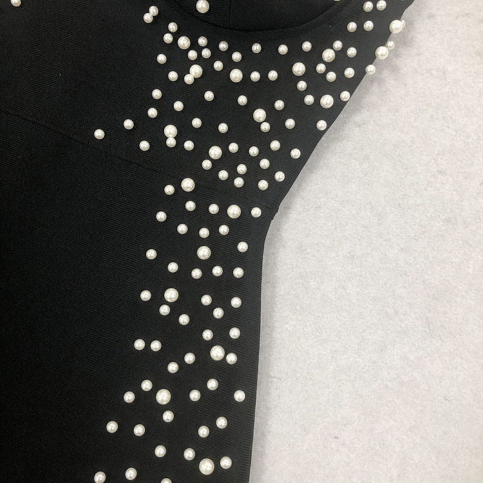 SUPER WHOLESALE | Pearl-Embellished Strapless Belted Maxi Dress