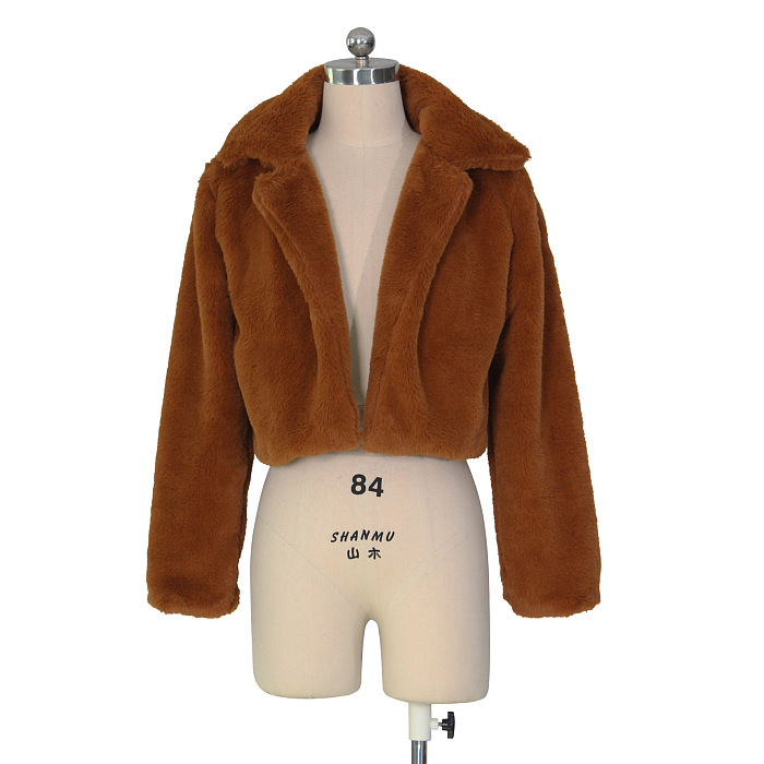 Copy SUPER WHOLESALE | Faux Fur Cardigan Short Fleece Coat in Rose