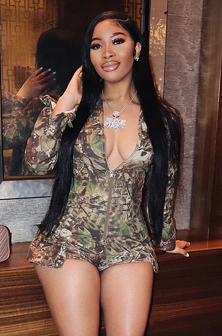 SUPER WHOLESALE | Deep V Fitted Camouflage Jumpsuit Shorts