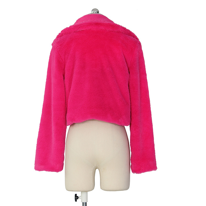 SUPER WHOLESALE | Faux Fur Cardigan Short Fleece Coat in Rose