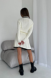 SUPER WHOLESALE | Long-Sleeve Knit Button-Up Sweater and Short Skirt Two-Piece Set in White