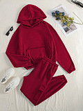 SUPER WHOLESALE | Sporty Casual Hooded Two-Piece Set in Red