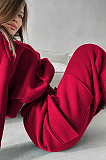 SUPER WHOLESALE | Sporty Casual Hooded Two-Piece Set in Red