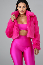 SUPER WHOLESALE | Faux Fur Cardigan Short Fleece Coat in Rose