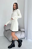SUPER WHOLESALE | Long-Sleeve Knit Button-Up Sweater and Short Skirt Two-Piece Set in White