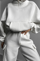 SUPER WHOLESALE | Sporty Casual Hooded Two-Piece Set in White