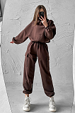 SUPER WHOLESALE | Sporty Casual Hooded Two-Piece Set in Brown