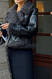SUPER WHOLESALE | Black Belted Faux Leather and Fur Hybrid Short Coat