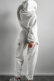 SUPER WHOLESALE | Sporty Casual Hooded Two-Piece Set in White