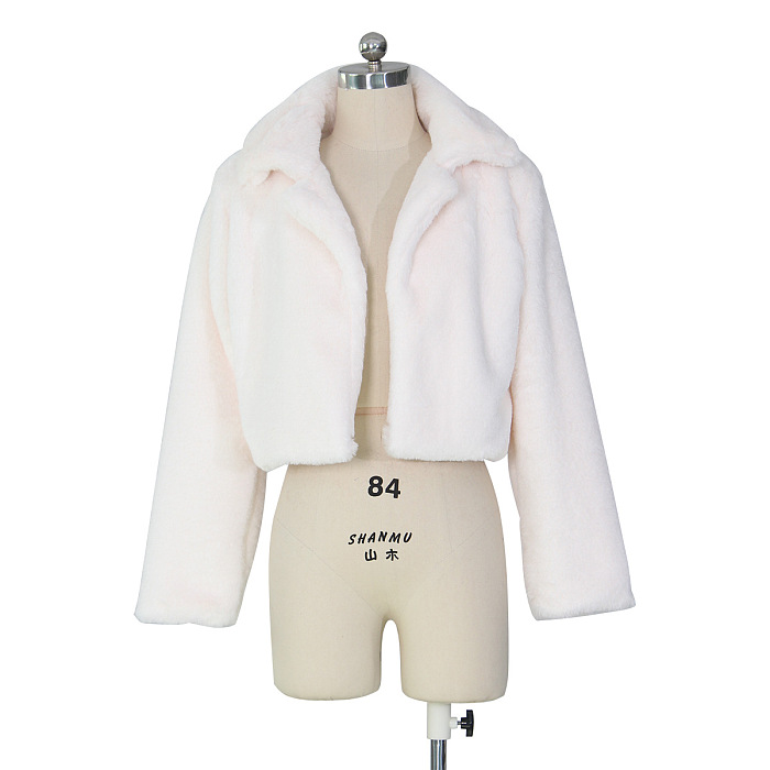 Copy SUPER WHOLESALE | Faux Fur Cardigan Short Fleece Coat in Rose