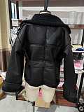 SUPER WHOLESALE | Black Belted Faux Leather and Fur Hybrid Short Coat