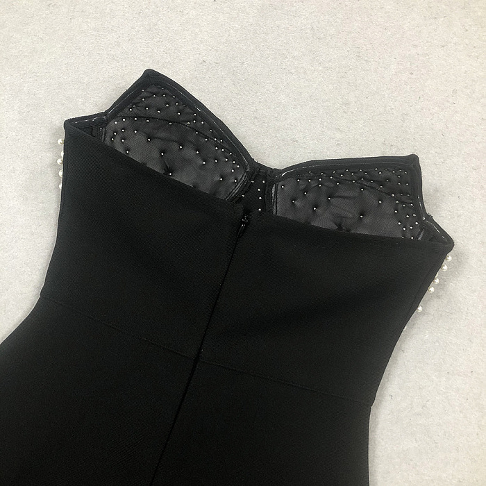 SUPER WHOLESALE | Pearl-Embellished Strapless Belted Maxi Dress