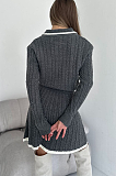 SUPER WHOLESALE | Long-Sleeve Knit Button-Up Sweater and Short Skirt Two-Piece Set in Grey