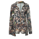 SUPER WHOLESALE | Deep V Fitted Camouflage Jumpsuit Shorts