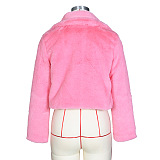Copy SUPER WHOLESALE | Faux Fur Cardigan Short Fleece Coat in Rose