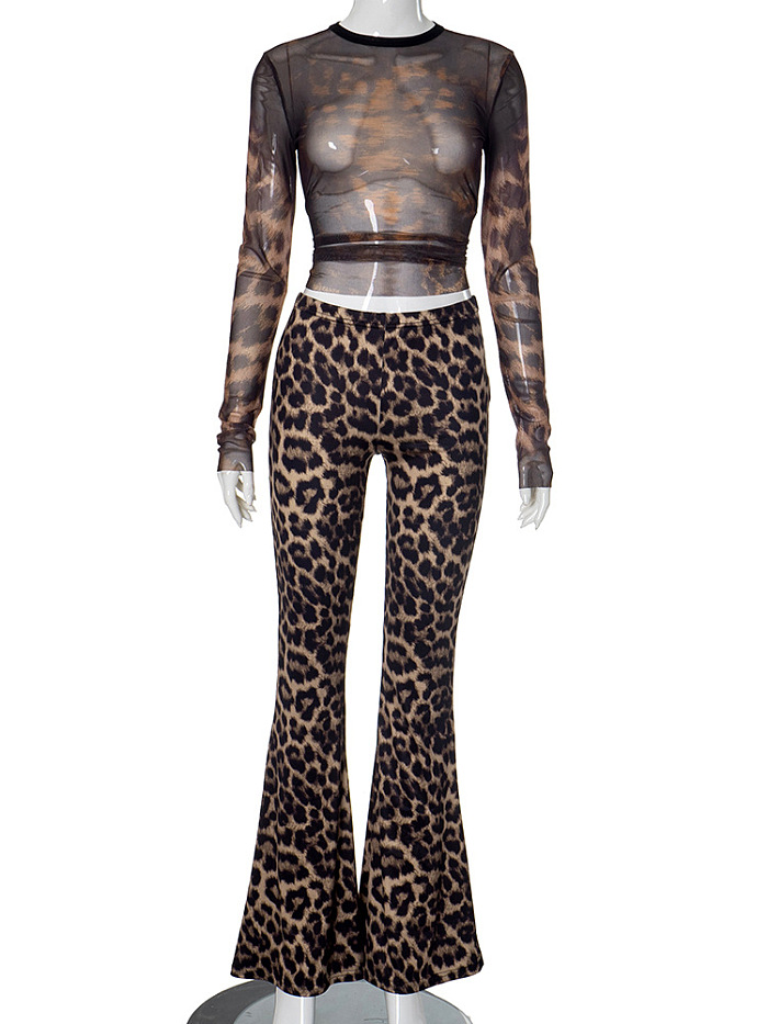 SUPER WHOLESALE | Leopard Print High-Waist Cropped Pants Set