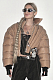 SUPER WHOLESALE | Solid Color Collared Zipper Long-Sleeve Waist-Cinching Down Jacket in Brown