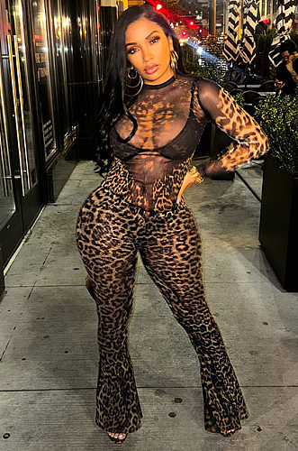 SUPER WHOLESALE | Leopard Print High-Waist Cropped Pants Set