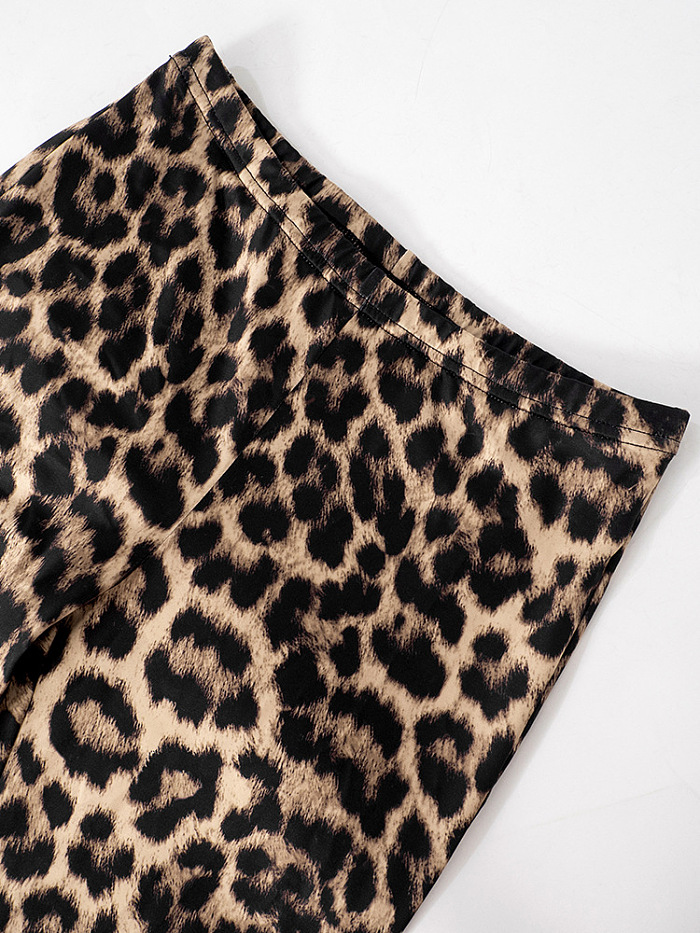 SUPER WHOLESALE | Leopard Print High-Waist Cropped Pants Set